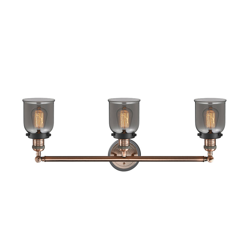 Innovations Lighting Small Bell 3 Light Bath Vanity Light Part Of The Franklin Restoration Collection 205BP-ACBK-G53