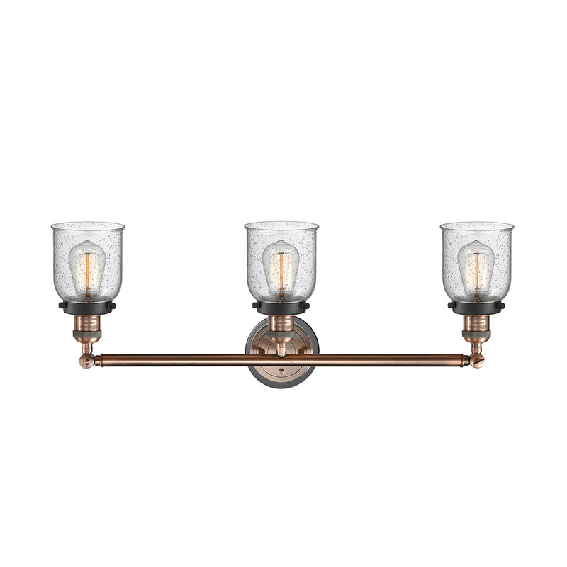 Innovations Lighting Small Bell 3 Light Bath Vanity Light Part Of The Franklin Restoration Collection 205BP-ACBK-G54