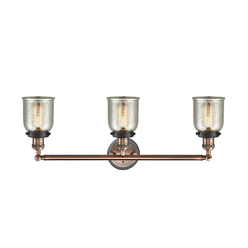 Innovations Lighting Small Bell 3 Light Bath Vanity Light Part Of The Franklin Restoration Collection 205BP-ACBK-G58