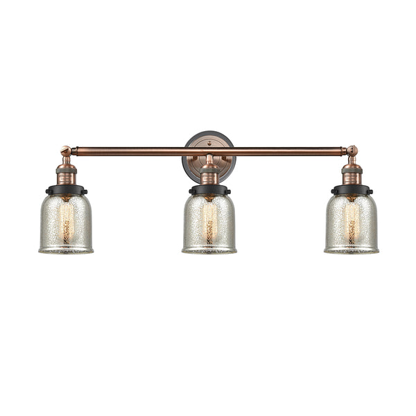 Bell Bath Vanity Light shown in the Antique Copper finish with a Silver Plated Mercury shade