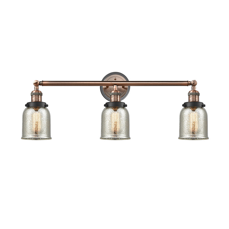 Bell Bath Vanity Light shown in the Antique Copper finish with a Silver Plated Mercury shade