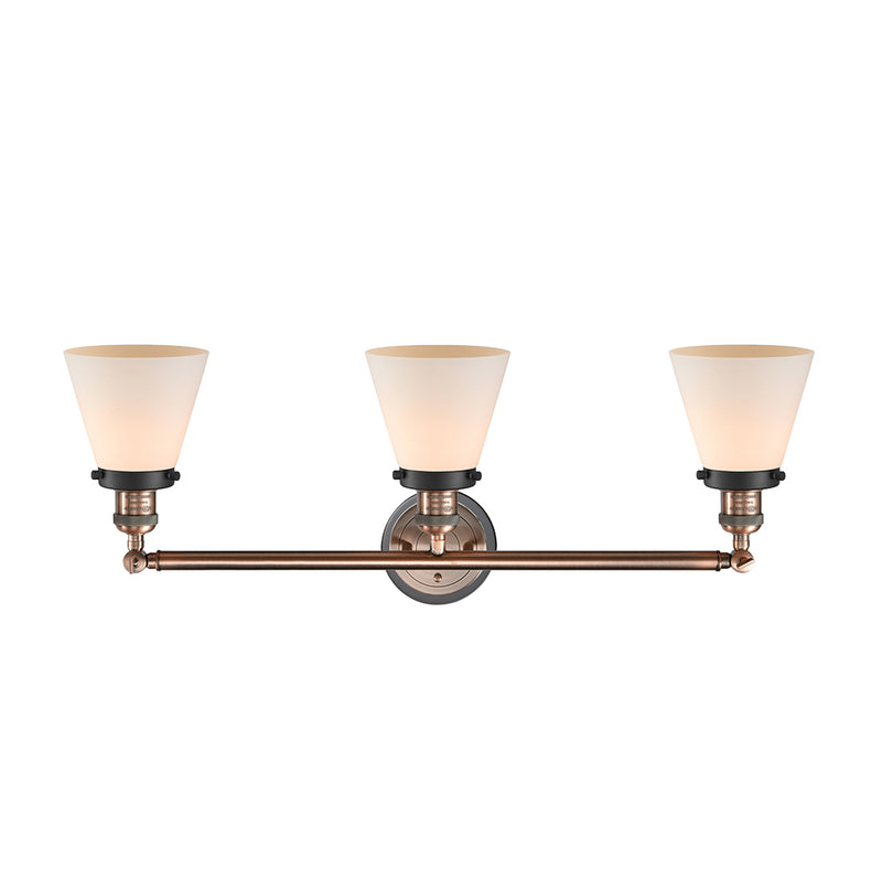 Innovations Lighting Small Cone 3 Light Bath Vanity Light Part Of The Franklin Restoration Collection 205BP-ACBK-G61