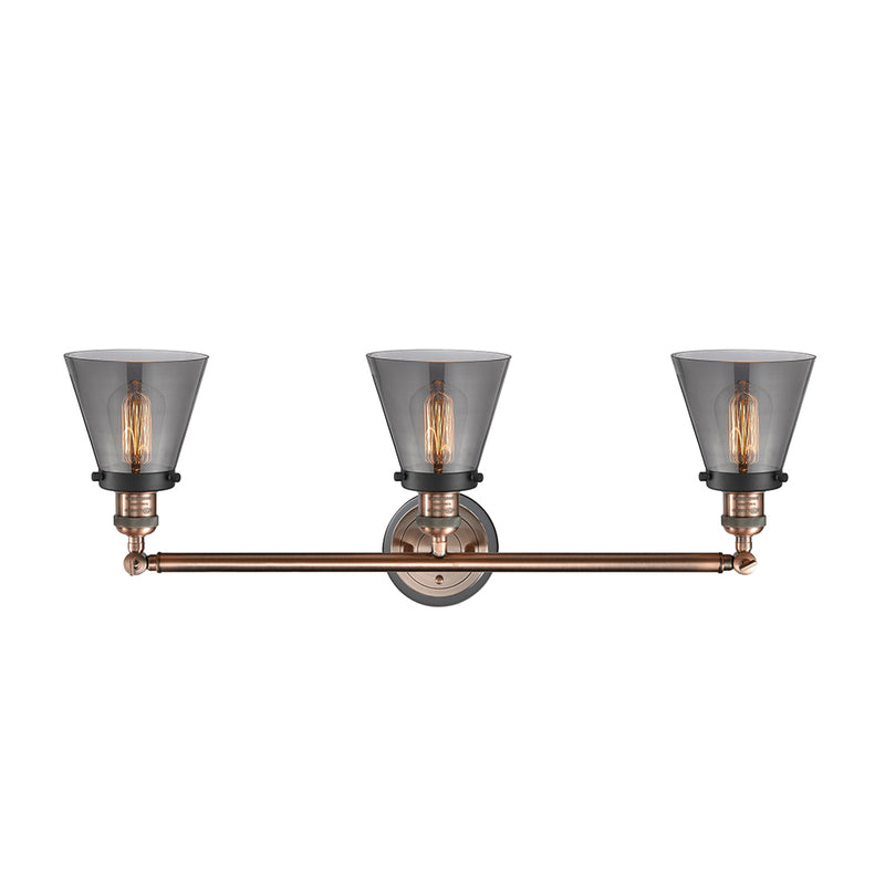 Innovations Lighting Small Cone 3 Light Bath Vanity Light Part Of The Franklin Restoration Collection 205BP-ACBK-G63