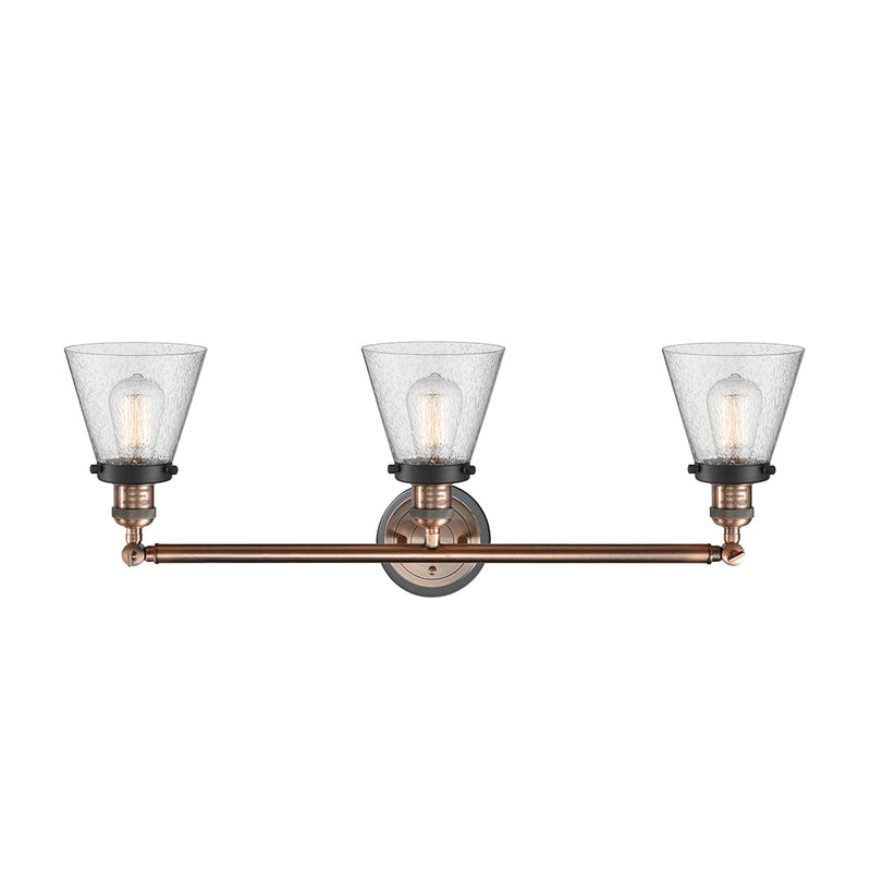 Innovations Lighting Small Cone 3 Light Bath Vanity Light Part Of The Franklin Restoration Collection 205BP-ACBK-G64