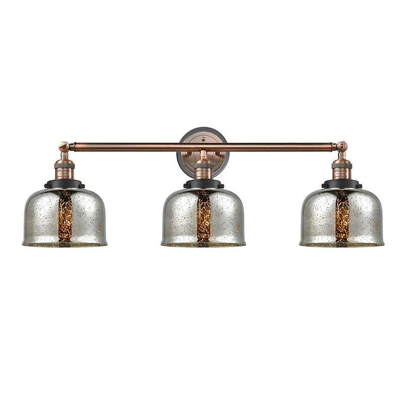 Bell Bath Vanity Light shown in the Antique Copper finish with a Silver Plated Mercury shade