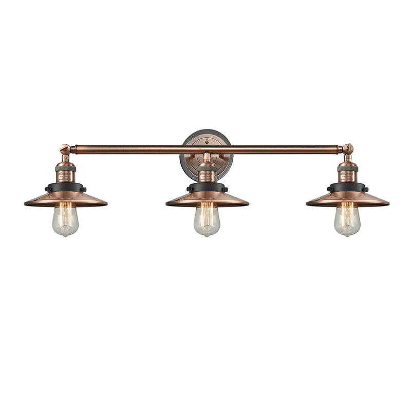Railroad Bath Vanity Light shown in the Antique Copper finish with a Antique Copper shade