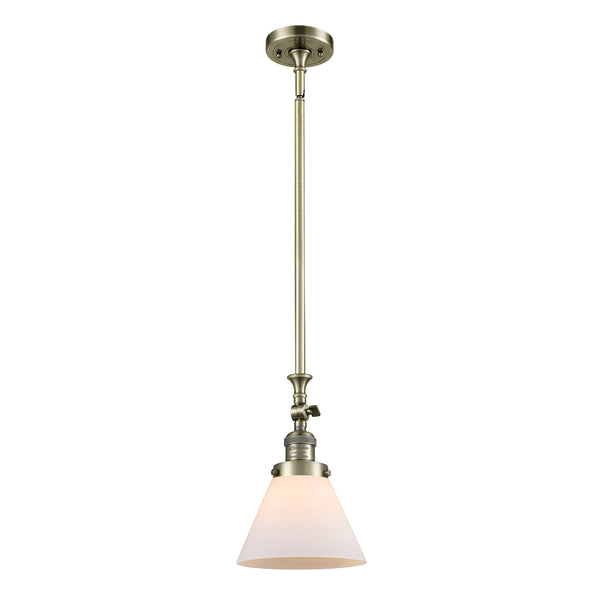 Cone Mini Pendant shown in the Antique Brass finish with a Matte White shade