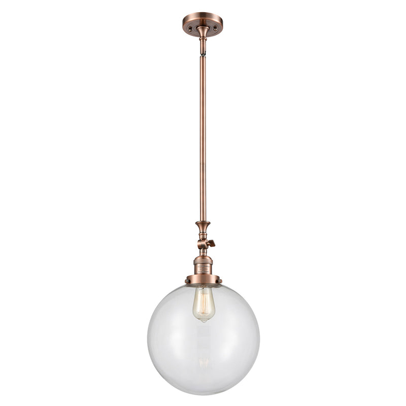 Beacon Mini Pendant shown in the Antique Copper finish with a Clear shade