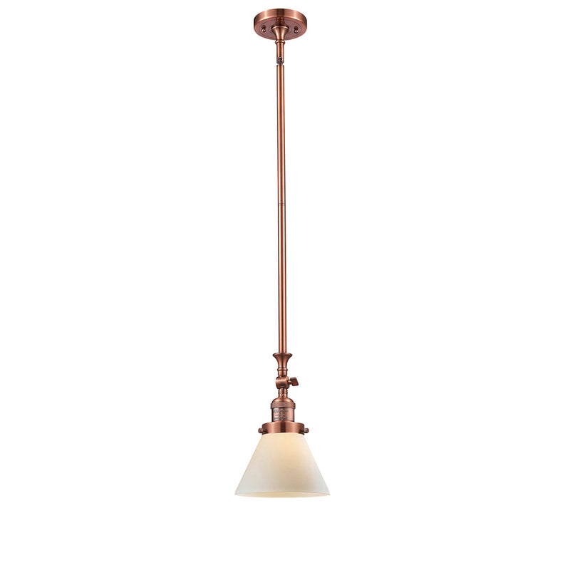 Cone Mini Pendant shown in the Antique Copper finish with a Matte White shade