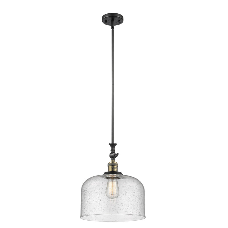 Bell Mini Pendant shown in the Black Antique Brass finish with a Seedy shade