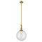 Beacon Mini Pendant shown in the Brushed Brass finish with a Clear shade