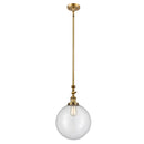 Beacon Mini Pendant shown in the Brushed Brass finish with a Clear shade