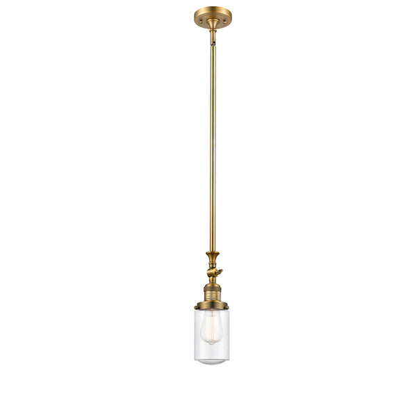 Dover Mini Pendant shown in the Brushed Brass finish with a Seedy shade