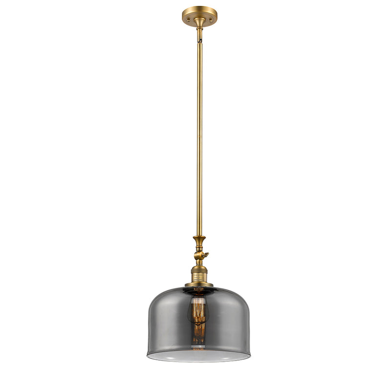 Bell Mini Pendant shown in the Brushed Brass finish with a Plated Smoke shade