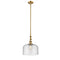 Bell Mini Pendant shown in the Brushed Brass finish with a Seedy shade