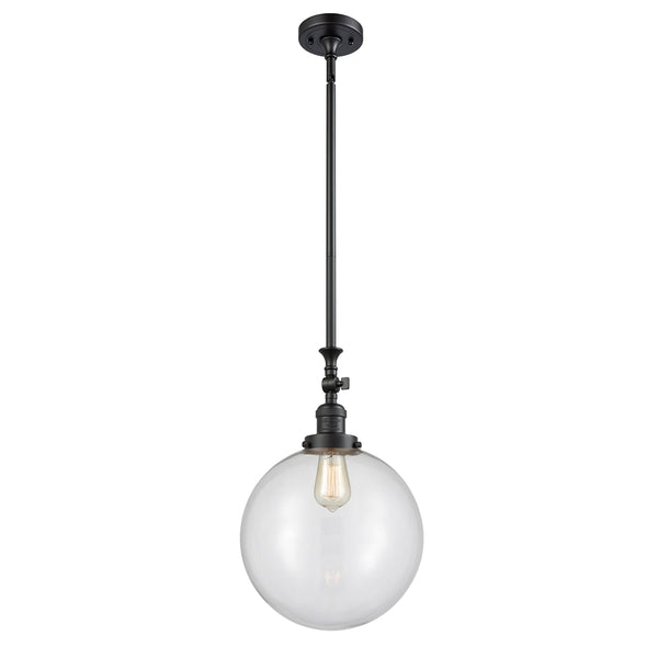 Beacon Mini Pendant shown in the Matte Black finish with a Clear shade