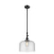 Bell Mini Pendant shown in the Matte Black finish with a Seedy shade