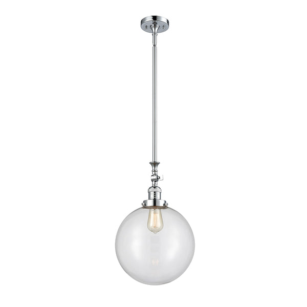 Beacon Mini Pendant shown in the Polished Chrome finish with a Clear shade