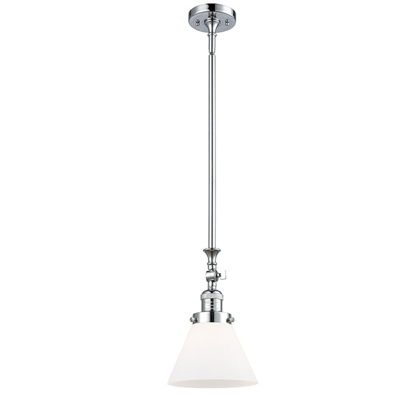 Cone Mini Pendant shown in the Polished Chrome finish with a Matte White shade