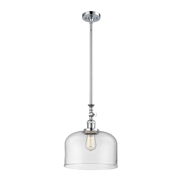 Bell Mini Pendant shown in the Polished Chrome finish with a Clear shade