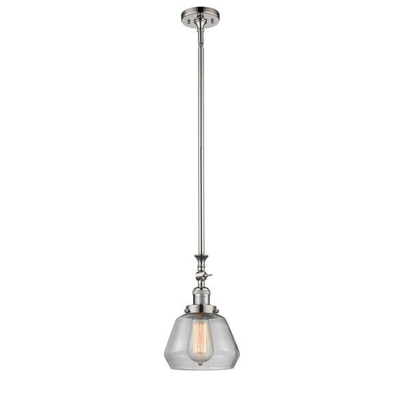 Fulton Mini Pendant shown in the Polished Nickel finish with a Clear shade