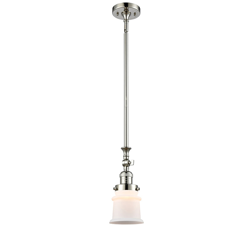 Canton Mini Pendant shown in the Polished Nickel finish with a Matte White shade