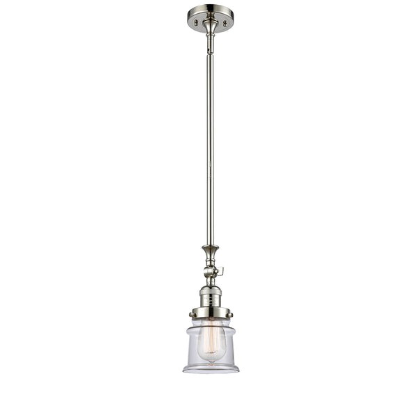 Canton Mini Pendant shown in the Polished Nickel finish with a Clear shade