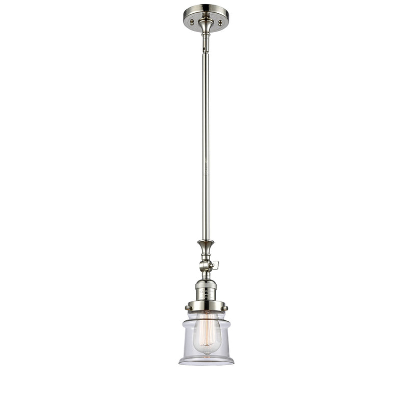 Canton Mini Pendant shown in the Polished Nickel finish with a Clear shade