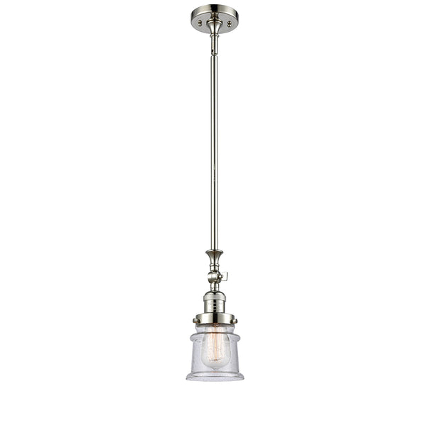 Canton Mini Pendant shown in the Polished Nickel finish with a Seedy shade