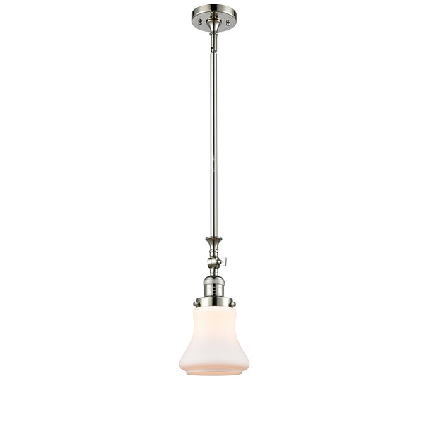 Bellmont Mini Pendant shown in the Polished Nickel finish with a Matte White shade