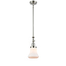 Bellmont Mini Pendant shown in the Polished Nickel finish with a Matte White shade