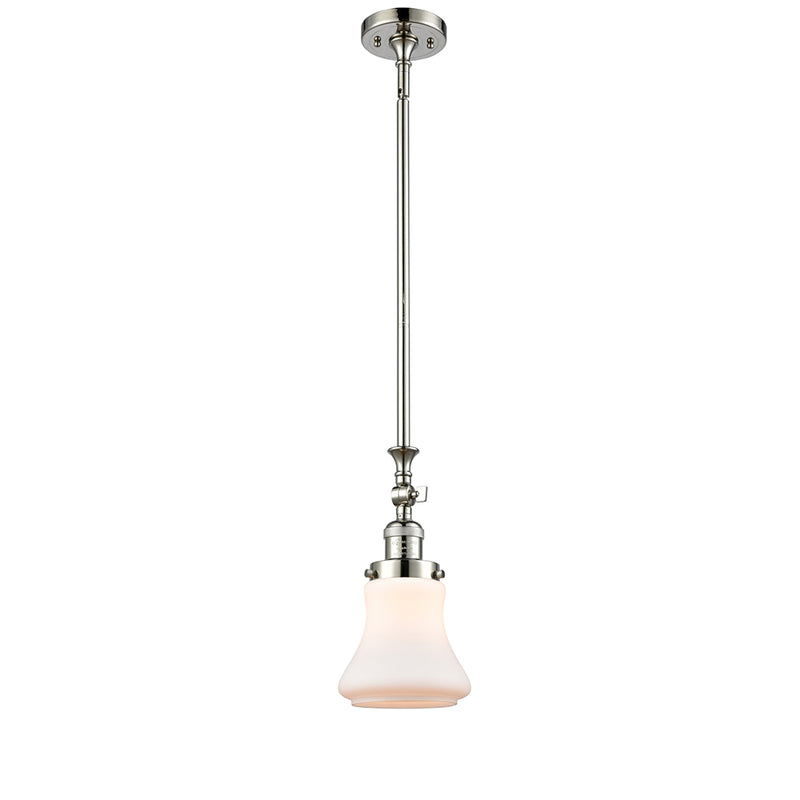 Bellmont Mini Pendant shown in the Polished Nickel finish with a Matte White shade