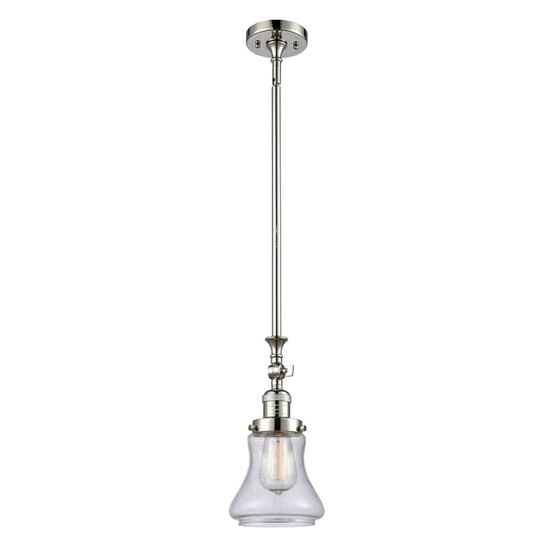 Bellmont Mini Pendant shown in the Polished Nickel finish with a Seedy shade