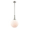 Beacon Mini Pendant shown in the Polished Nickel finish with a Matte White shade