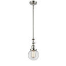 Beacon Mini Pendant shown in the Polished Nickel finish with a Clear shade