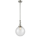 Beacon Mini Pendant shown in the Polished Nickel finish with a Seedy shade