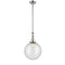 Beacon Mini Pendant shown in the Polished Nickel finish with a Seedy shade