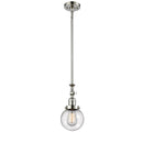 Beacon Mini Pendant shown in the Polished Nickel finish with a Seedy shade