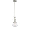 Olean Mini Pendant shown in the Polished Nickel finish with a Clear shade