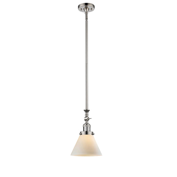 Cone Mini Pendant shown in the Polished Nickel finish with a Matte White shade