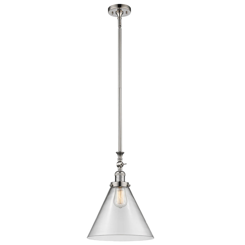 Cone Mini Pendant shown in the Polished Nickel finish with a Clear shade