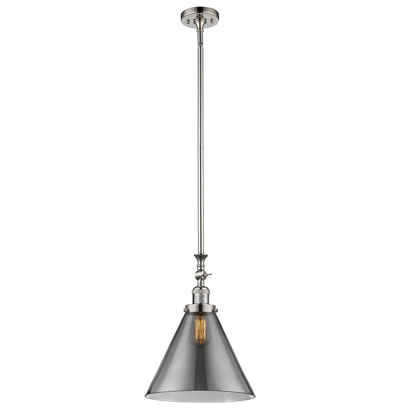 Cone Mini Pendant shown in the Polished Nickel finish with a Plated Smoke shade