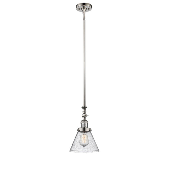 Cone Mini Pendant shown in the Polished Nickel finish with a Seedy shade