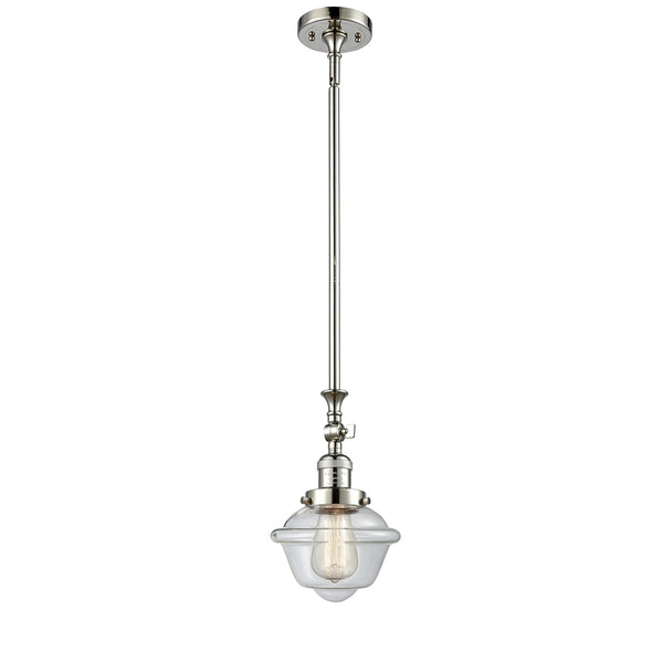 Oxford Mini Pendant shown in the Polished Nickel finish with a Clear shade