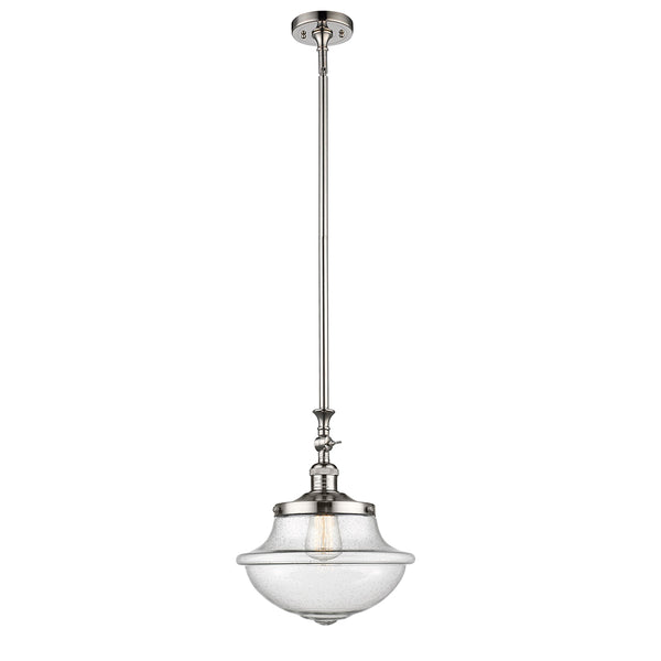 Oxford Mini Pendant shown in the Polished Nickel finish with a Seedy shade