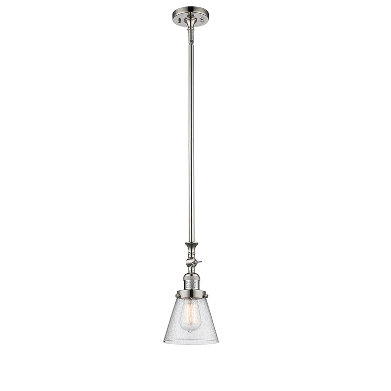 Cone Mini Pendant shown in the Polished Nickel finish with a Seedy shade