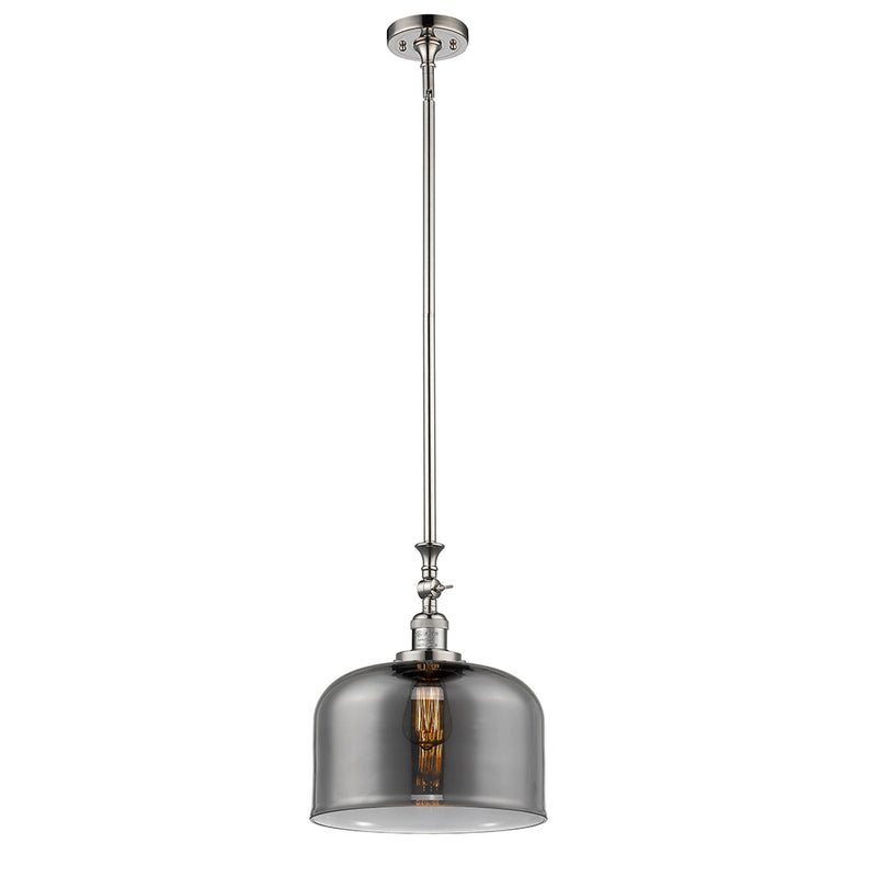 Bell Mini Pendant shown in the Polished Nickel finish with a Plated Smoke shade