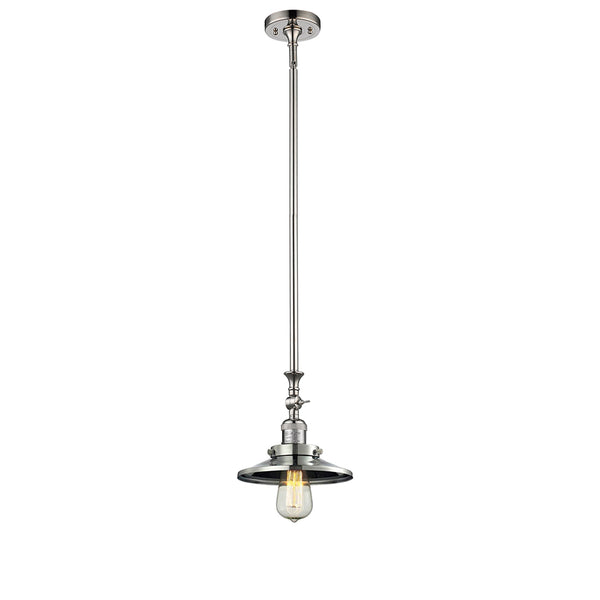 Railroad Mini Pendant shown in the Polished Nickel finish with a Polished Nickel shade