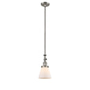 Cone Mini Pendant shown in the Brushed Satin Nickel finish with a Matte White shade