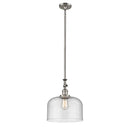 Bell Mini Pendant shown in the Brushed Satin Nickel finish with a Seedy shade